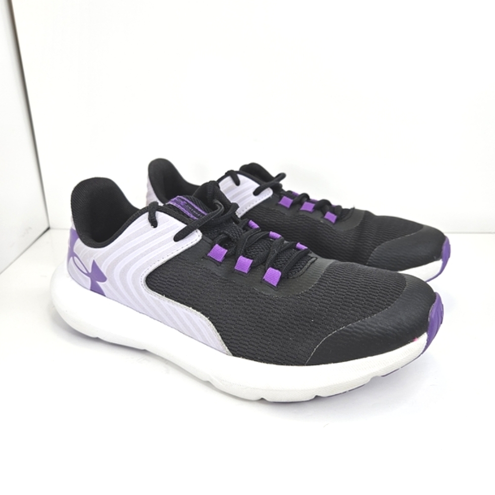 Under Armour Girls Low-Top Sneakers Black Purple Kids Athletic Shoes Size 6.5Y